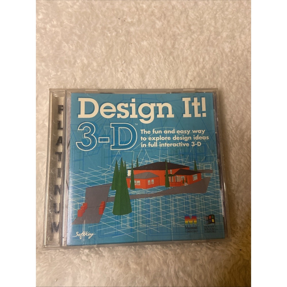 Design It 3D PC CD ROM VTG Softkey WIN MAC 1995 Interactive